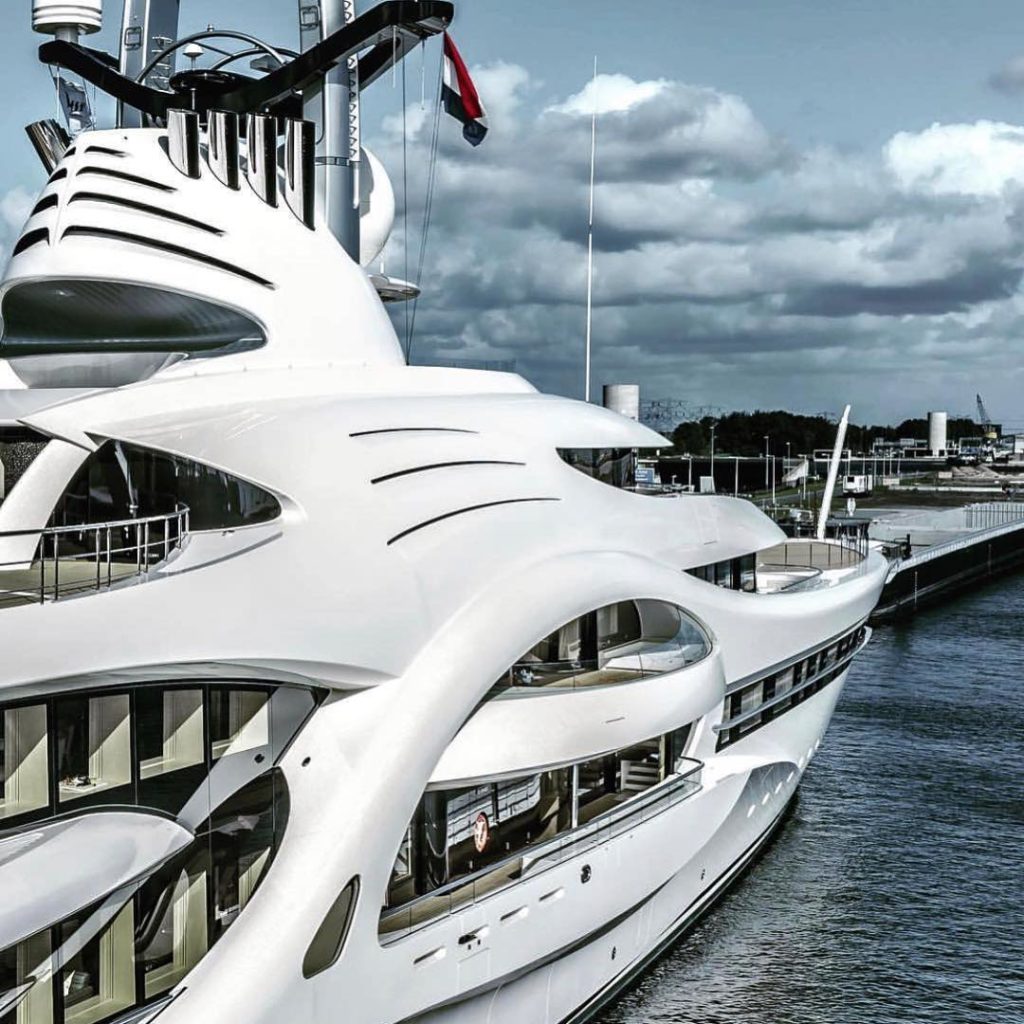 beautiful hand made exterior design of decks on super yacht anna