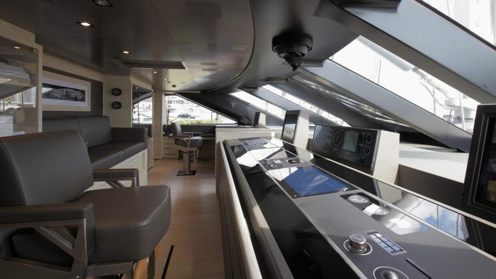 cockpit and captain working place of a expensive sailing yacht